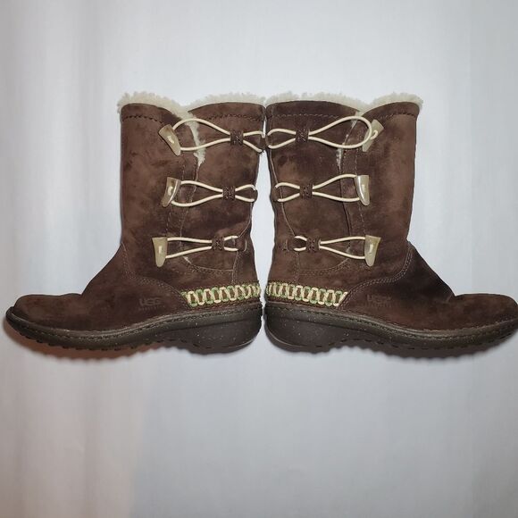 UGG Australia Kona Brown Suede Lambskin Boots Size 6 - Picture 8 of 12